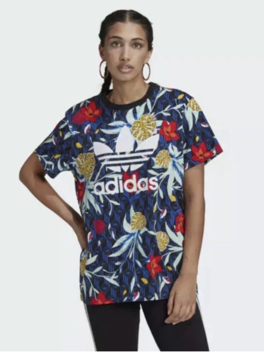 ADIDAS HER STUDIO London Floral Trefoil Logo Tee Top